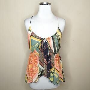 Urban Outfitters Patchwork Boho Floral Tie Front Chiffon